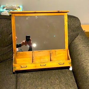 Wall Mirror with 3 Drop Slots & 3 Coat hooks